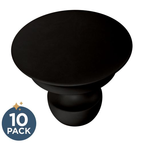 FRANKLIN BRASS Medici (10-Pack) Cabinet Knobs | Matte Black Handles for Dresser Furniture Drawers/Kitchen/Door/Bathroom | 1-3/16" P42957C-FB-B