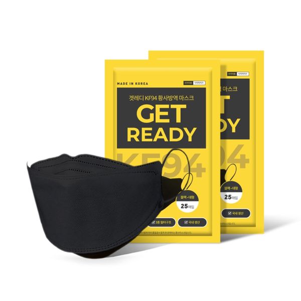 [Other] ALL Domestic / KF94 Yellow Dust Mask Black (Large) 100 sheets (25 sheets 4)