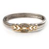 Avalaya Two Tone Clear Crystal Open Heart Motif Hinged Bangle Bracelet/Size M