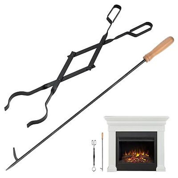 Fireplace Tools Fire Pit Accessories  25 Fireplace Tongs and 32 Poker Set