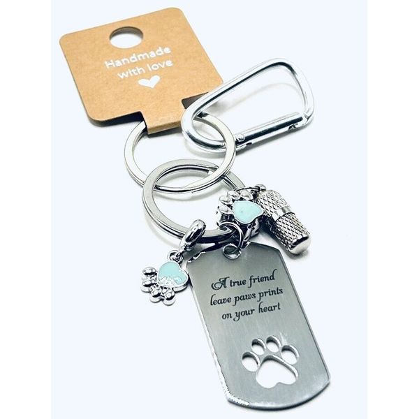 Pet Memorial Keychain, Bereavement, Bag Charms, Pet Loss Keyrings With Urn,