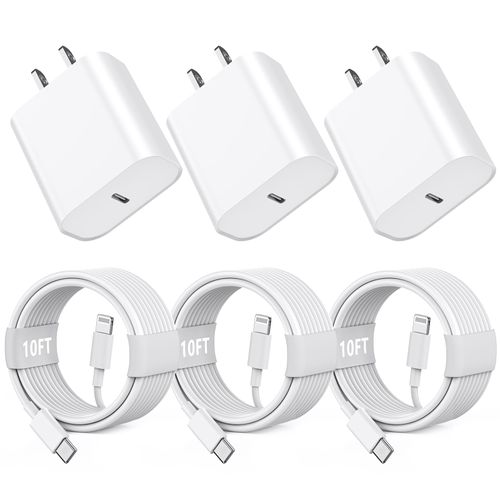 iPhone 14 13 12 11 Fast Charger,[Apple MFi Certified] 20W USB C Fast Charger Wall Charger Block with 10FT Type-C to Lightning Fast Charging Data Sync Cord for iPhone14 13 12 11 Xs Xr X (3Pack)