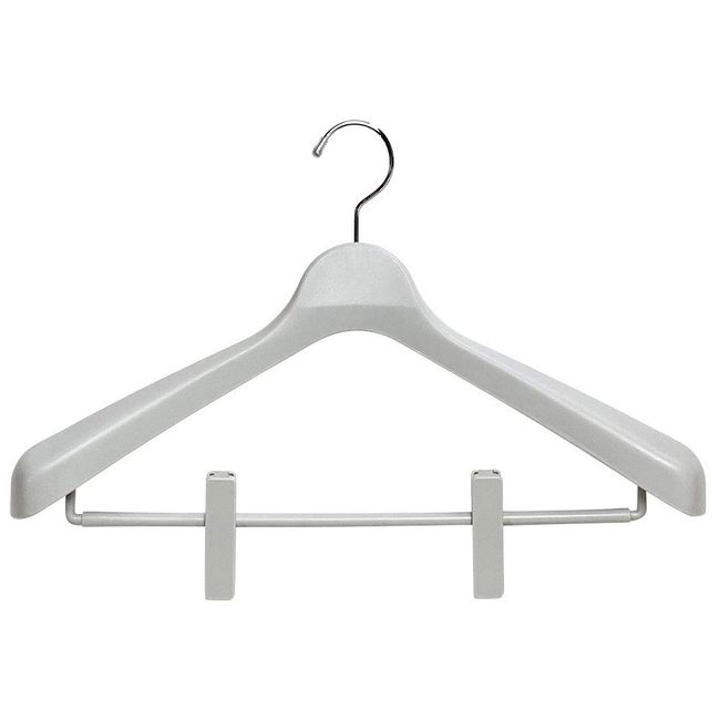 Monocloset Suit Hanger Clip 45 with Skirt Clip, 17.7 inches (45 cm), Swivel Hook, Gray