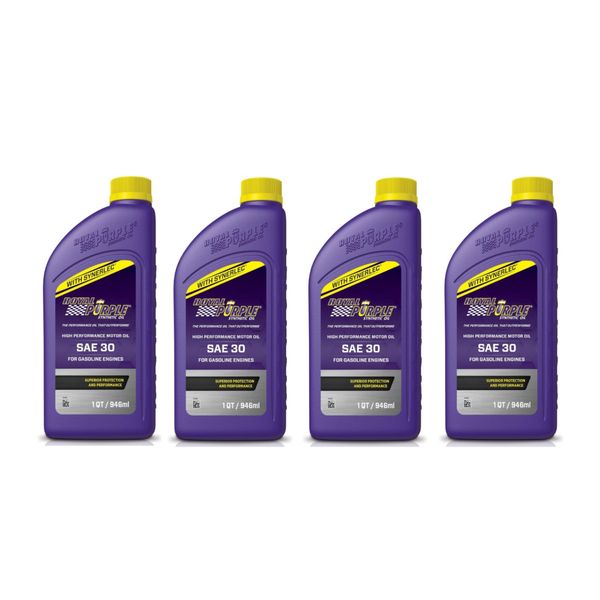 Royal Purple SAE 30 High Performance Synthetic Motor Oil 1 Qt. Bottles Set of 4