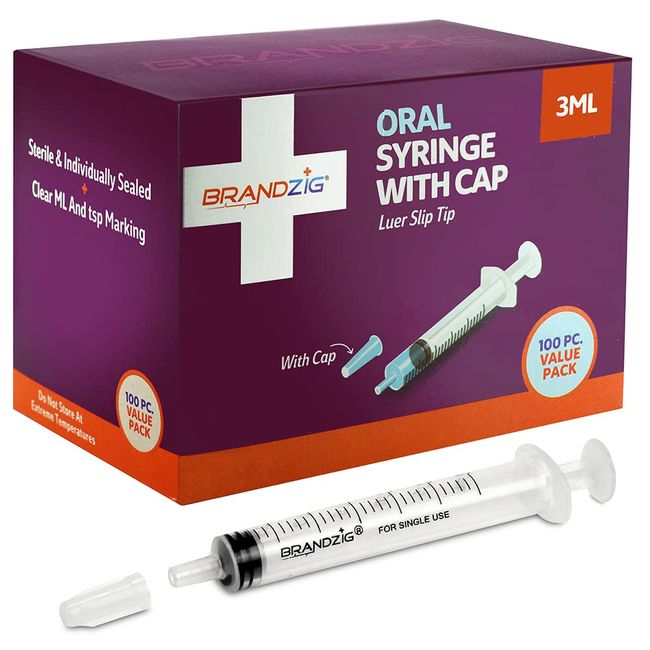 1ml Syringe - 100 Pack - Luer Slip Tip, No Needle, Sterile Individually  Blister Packed - Medicine Administration for Infants, Toddlers and Small  Pets 