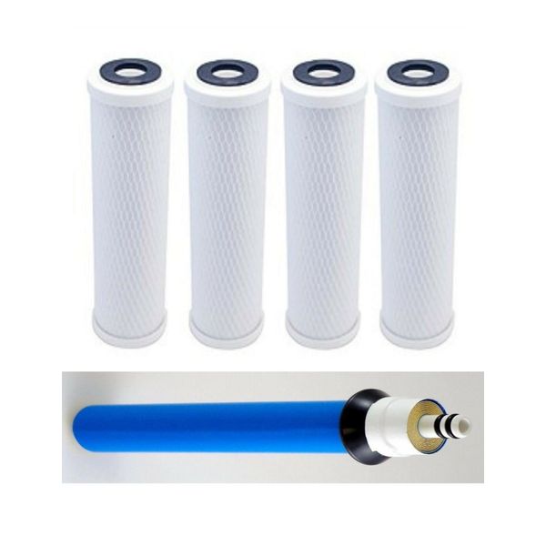 Compatible  Rainsoft TFC-RS9-50 RO Reverse Osmosis Membrane & 4 Carbon Filters