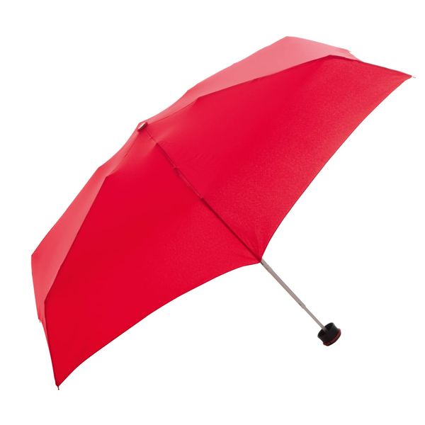 HUS Smartduo Carry Red 54571 Folding Umbrella, For Rain or Shine, Lightweight, 6.3 oz (180 g), 6 Ribs, Compact, Storage Case with Buckle, Waterproof, UV Protection, Plain, Red, Simple, Rain Umbrella,