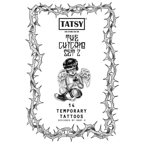 Tatsy Chicano Set, Temporary Tattoo Cover Up Sticker for Men and Women, Body Temp Fake Tattoos, Chicana, Vato, Latin, Lowrider Style Culture, Clown, Spider, Heart, Angel, Unique Realistic Designs