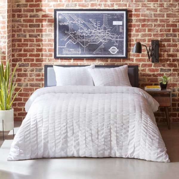 City Scene Orleans Duvet Cover Set, Queen, White