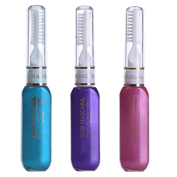 Temporary Hair Mascara Washable Temporary Hair Color Chalk Hair Dye Stick Non-toxic Instant Dye(Blue+Purple+Pink)