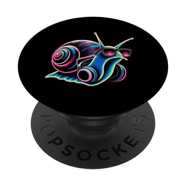 Snail With Sunglasses And Headphones PopSockets Swappable PopGrip