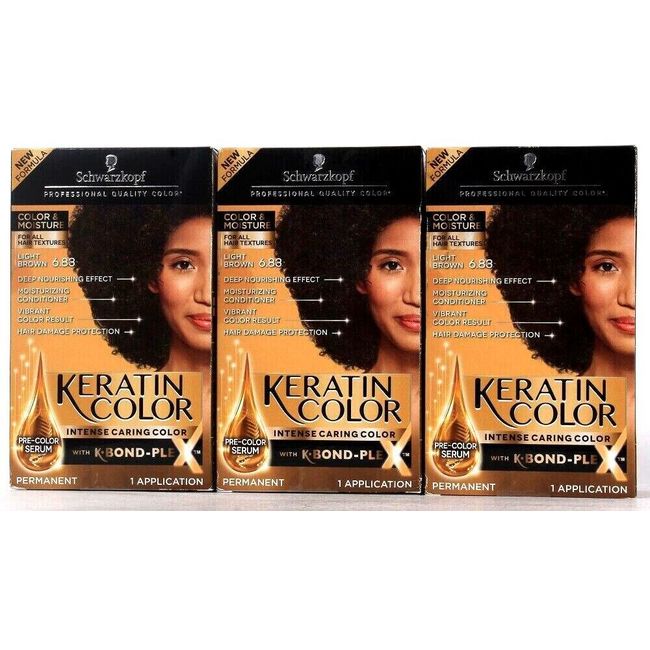 3 Schwarzkopf Keratin Color K-Bond PLE 6.83 Light Brown Permanent Hair Dye