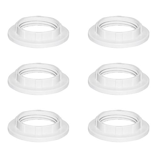 Lampshade Reducer Ring E14 Screw Collar Ring 28MM, Lampshade Fittings E14 for Table Lamp, Ceiling Lights, Plastic Screw Bulbs Lamp Holder Twist Lock Socket Replacement Ring-White, Pack of 6