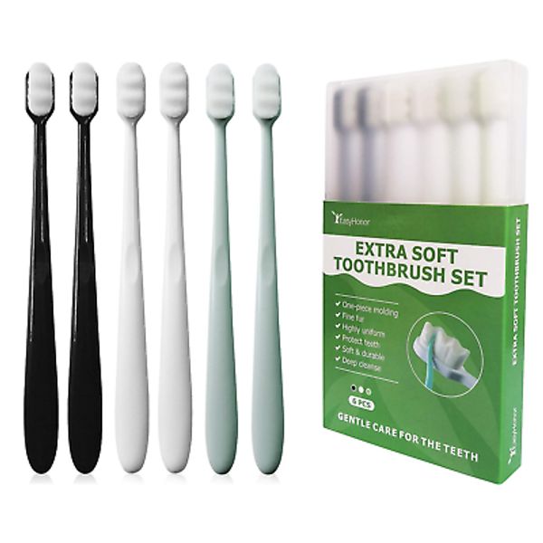 Easyhonor Extra Toothbrush for Sensitive Gums, Micro Fur Manual Toothbrush with