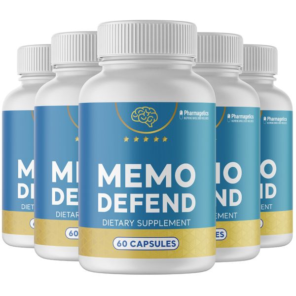 Memo Defend - Mind Brain Memory Booster, Nootropic - 5 Bottles, 300 Capsules