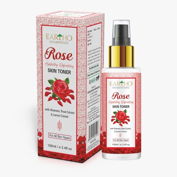 Eartho Essentials Ayurvedic Rose Hydrating Refreshing Toner with Rose Ark, Aloevera and Lemon Extract 100ml