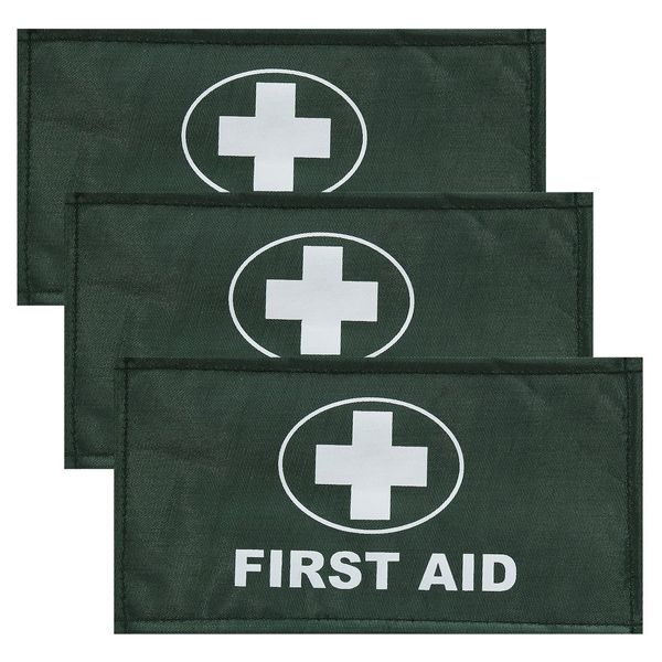 Triple Pack Green Identification First Aider Aid Badge Universal Sleeve Armband