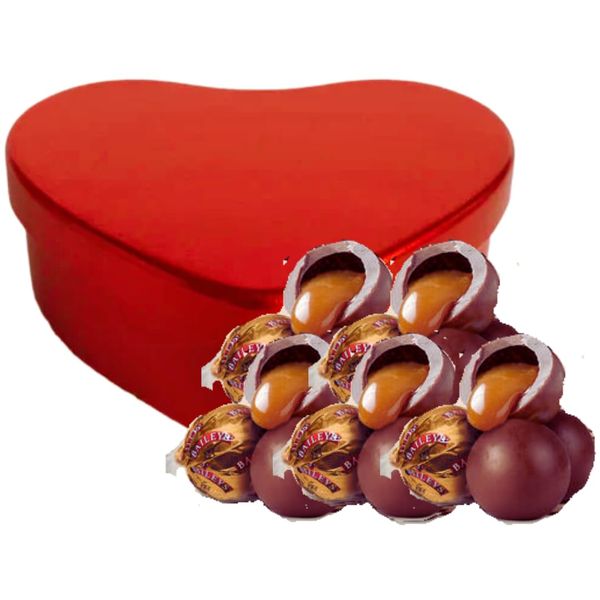 Baileys Chocolate Salted Caramel Truffles | Baileys Gift for Mothers Day, Presents for mum, Birthday Presents - Baileys Truffles in Heart Chocolate Box 200 g
