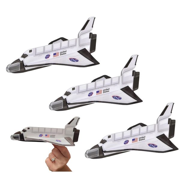 Zugar Land Space Shuttle Foam Gliders (8") (3 Pack) Outer Space Cosmos Flying Toys. Plane Fun Jet (Three Gliders)