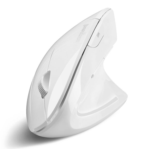 Perixx Perix PERIMICE-813W Ergonomic Mouse Multi Devices, 3 Devices Simultaneously, Bluetooth 2.4 G, Includes Wireless Carrying Bag, White