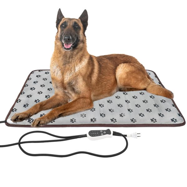 DEOMAN Pet Heating pad 34"x21" Large Dog cat Heating pad Heated ped beds Dogs House Heater Electric Warming pad for Puppies with Timer,Chew Resistant Cord,Easy Clean,Waterproof