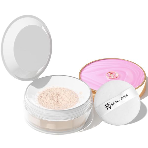 FV Setting Powder Long Lasting Matte Finish Oil Absorbing Loose Powder Translucent, Minimizes Pores and Fine Lines Lightweight Bake Powder Makeup, 10g, Ivory