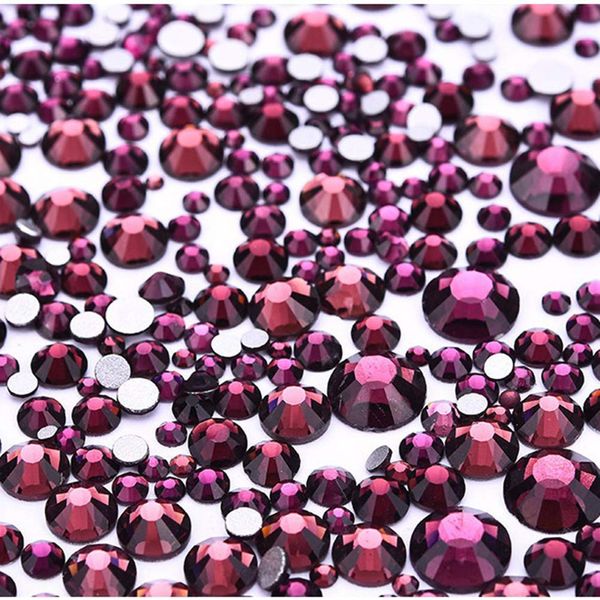 Jollin 3456pcs Flatback Rhinestones Glass Charms Diamantes Gems Stones for Nail Art 6 Size ss4~ss12 Topaz