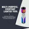 Kasher's Metallic Lighter with Multipurpose Tool - Refillable Metal Lighter & Case (ICY, Silver)