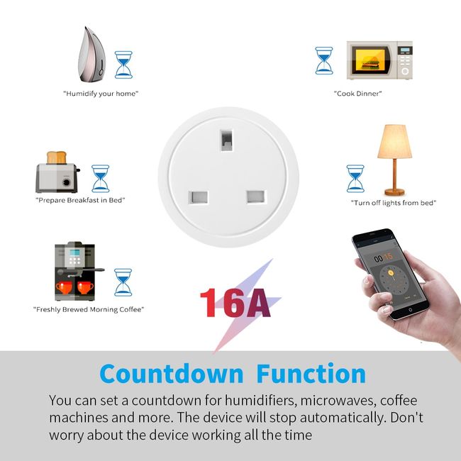 TUYA WiFi Smart Plug EU US UK Adaptor switch socket for Wireless