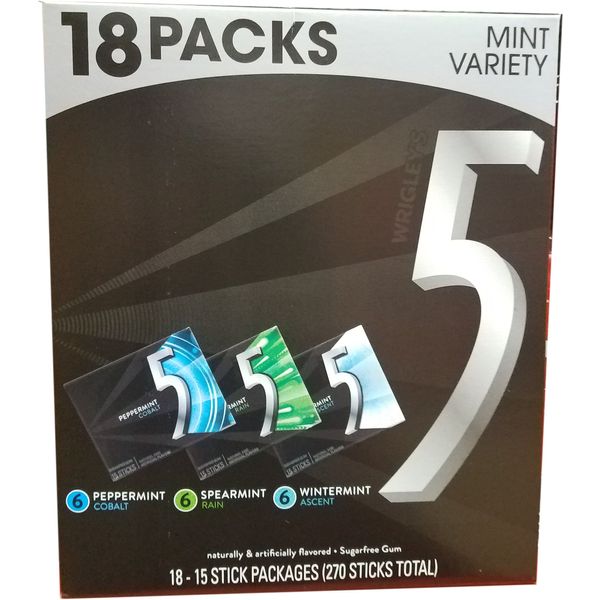 5 Variety Pack Sugarfree Gum, 1 Pound