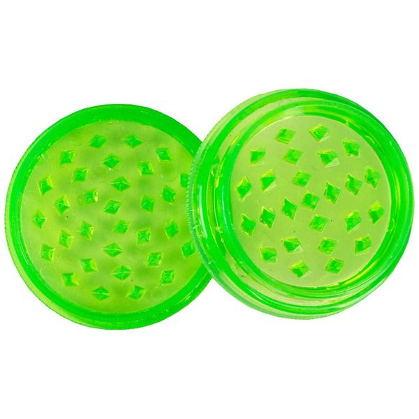 Plastic Herb Grinder 3 Part Non Magnetic Shark Teeth Assorted Colours (Green)