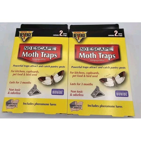 Revenge No Escape Moth Traps 2 Two Packs=4  For kitchens, pet food,bird seed NIB