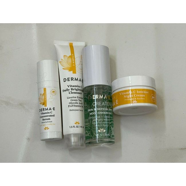 DERMA E LOT! Mood Enhancing Mist, Vitamin C Night Cream, Serum, Cleanser NEW