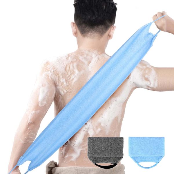 Akasuri Towel, Body Towel, 2 Bath Towels, WOVTE, Exfoliating, Pore Cleaning, Unisex (Black+Blue)