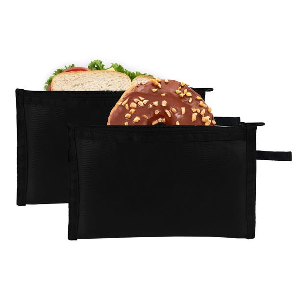 Moyad Insulated Lunch Bag 2 Pack, Small Sandwich Snack Bags, Lunch Food Storage Zipper Pouch Packing Bag for Men Women Adults, Dishwasher Safe, BPA Free, Compact Cooler Bag (Black, S)