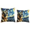 German Shepherd Van Gogh Starry Night Graphic Dog Throw Pillow