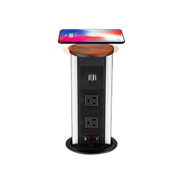 Link2Home Automatic Pop Up with 10W Induction Wireless Charger, 2 Power Outle...