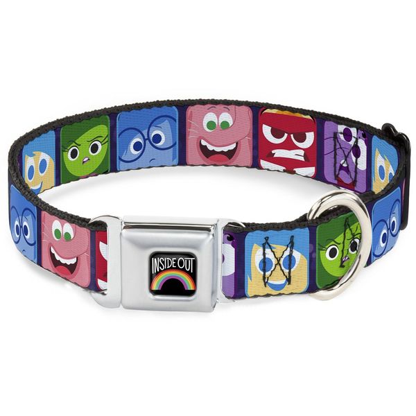 Buckle-Down Seatbelt Buckle Dog Collar - BAYMAX Hanko/Face Yellow/Black/White - 1" Wide - Fits 15-26" Neck - Large