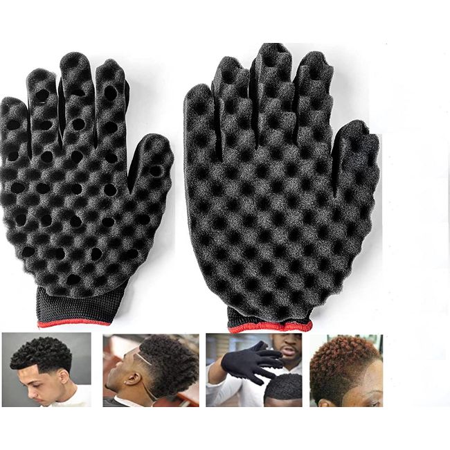 Hair Curl Sponge Gloves, Hair Sponge Gloves, Hair Sponge Brush, Curls Coil Magic Too, Afro Braid Style Dreadlock Coils Wave Hair Brush Sponge Gloves (Without Hole Sponge Gloves)