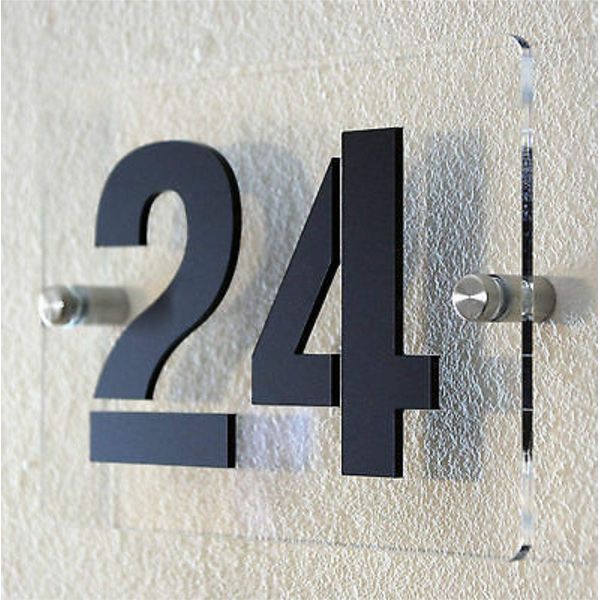 Hausnummern Türschild Acrylglas Transparent