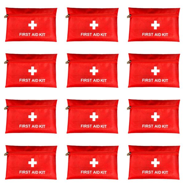 Red First Aid Bag Empty First Aid Kit Empty Waterproof First Aid Pouch Small Mini for First Aid Kits Pack Emergency Hiking Backpacking Camping Travel Car Cycling (Red, 7.9x5.5" 12 Pack)