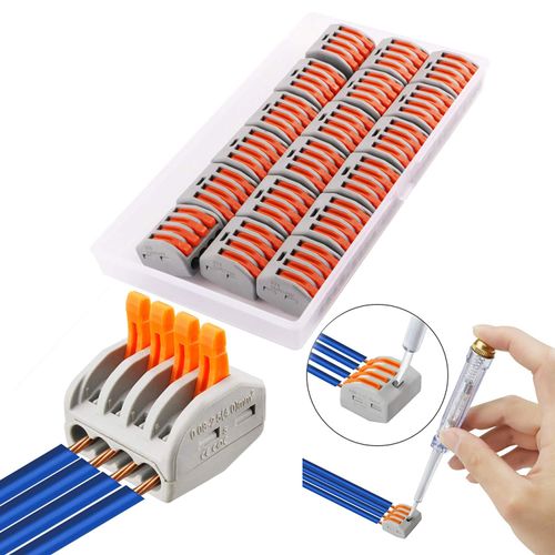 CESFONJER 222-414 Lever Nut Connector, Assortment Conductors, Compact Wire Connectors, 0.75-2.5mm², Nylon PA6.6, 400V/4KV/2, 32A, 21*22*14.5mm (18 Pack)