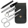 3 Swords Germany - brand quality 5 piece manicure pedicure grooming kit set for professional finger & toe nail care scissors clipper genuine leather case in gift box, Made in Solingen Germany (71103)