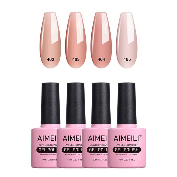 AIMEILI Smalto Semipermanente in Gel UV LED Soak Off per Unghie Colorati, Manicure Kit 4 x 10 ml Set Numero 22