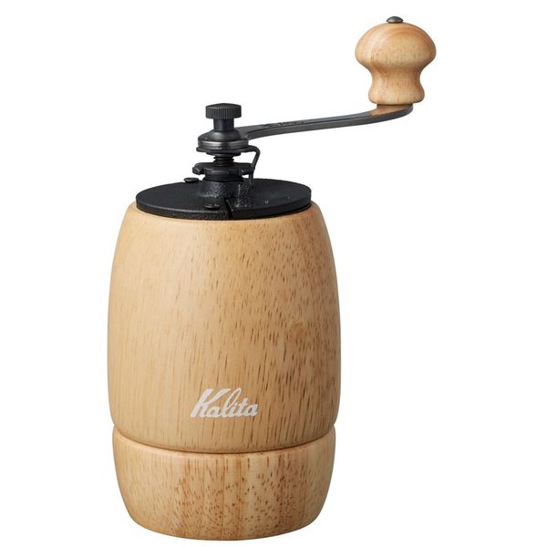 Kalita KH-9N #42127 Hand-Grind Coffee Mill, Wooden, Natural, Antique, Coffee Grinder, Compact, Outdoor, Camping, Adjustable Grinding Size, Lid Included