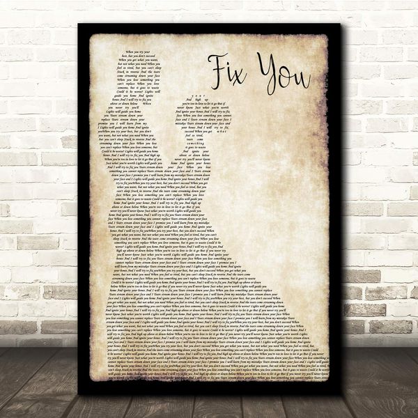 Fix You Man Lady Dancing Song Lyric Quote Print