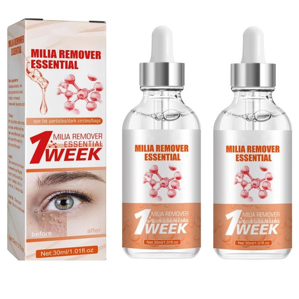 2PCS Milia Remover Serum, Milia Remover for Face Fast-Acting Milia Spot Remover, Anti-Aging Eye Serum for Dark Circles and Puffiness, Reduces Wrinkles Saggy Skin & Puffy Eyes