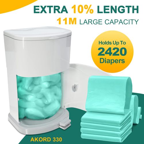 4 Pack Adult Diaper Liner Refills,Diaper Pail Refill Bags Compatible with Janibell Akord330 Slim Model Adult Diaper Disposal System Powerful Odor Resistant(Extra 30% Thickness),Plant Scent