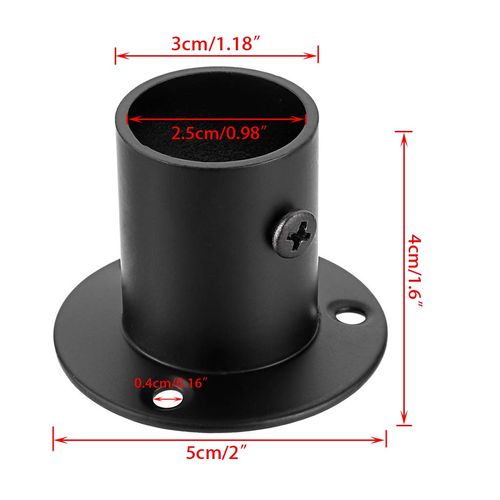 Sumnacon 4 pcs Curtain Pole Holders Rail Support bracket Rod Socket Flange Set Stainless Steel Closet Rod End Supports for Closet Curtain(Black)