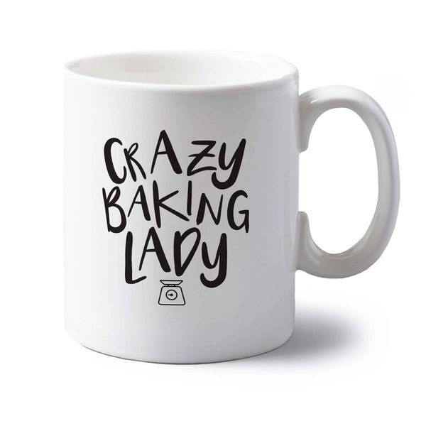 Flox Creative 10 oz Ceramic Mug Crazy Baking Lady Left Handed